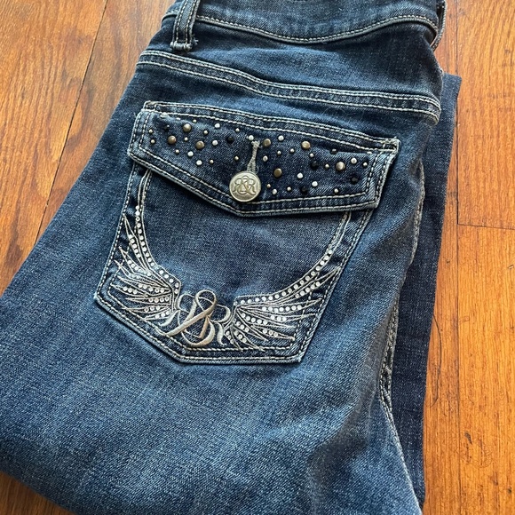 Rock‎ & Republic Y2K Rhinestone Embellished Boot Cut Jeans Size 14 - Picture 1 of 7